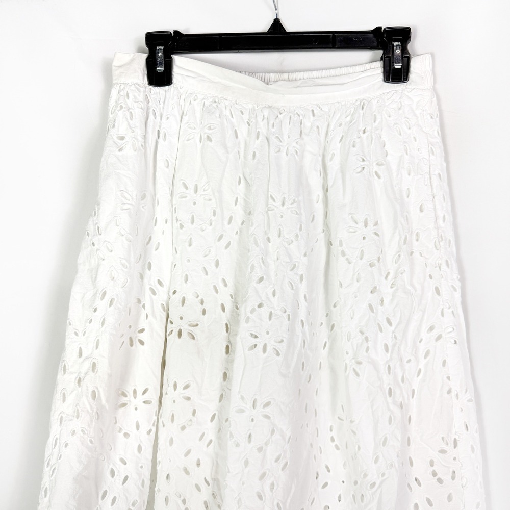ba&sh Bell Midi Skirt White Floral Eyelet Cotton Boho Women Size M - Picture 8 of 14